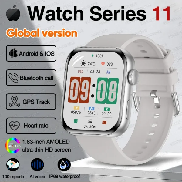 For IOS Watch Series 11 Men Women Smart Watch GPS Trajectory Bracelet AMOLED Display Bluetooth Call Sport Waterproof Smart Watch