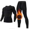 New Winter Warm Men Fleece Thermal Undershirts Long Sports Tracksuit