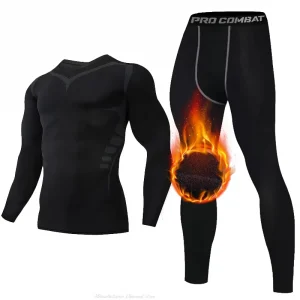 New Winter Warm Men Fleece Thermal Undershirts Long Sports Tracksuit