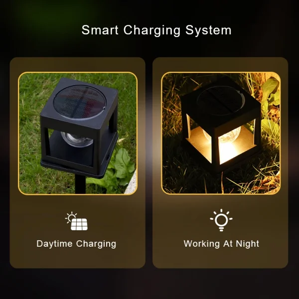 2LEDs Solar Column Head Lights Outdoor, IP65 Waterproof Buried Light