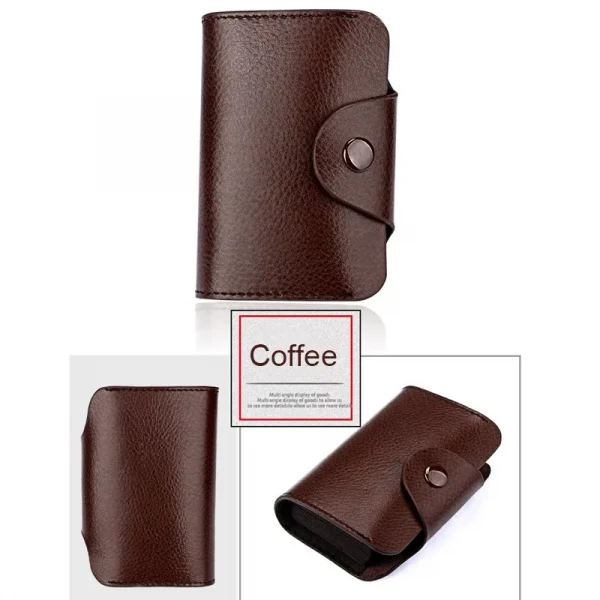 Genuine Leather Unisex Business Card Holder Wallet Bank Credit Card Case id