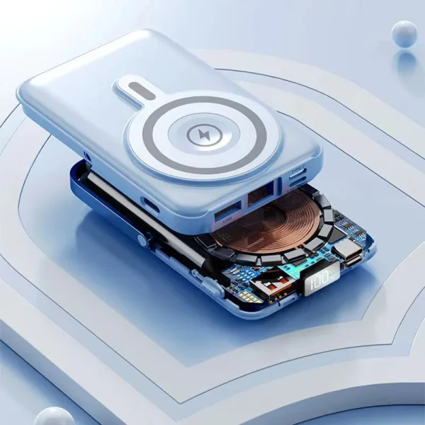 Wireless magnetic power bank 22.5W super fast charging 10000mAh suitable for watches, mobile power banks, lightweight and thin