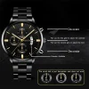Men Stainless Steel Quartz Business Calendar Watch