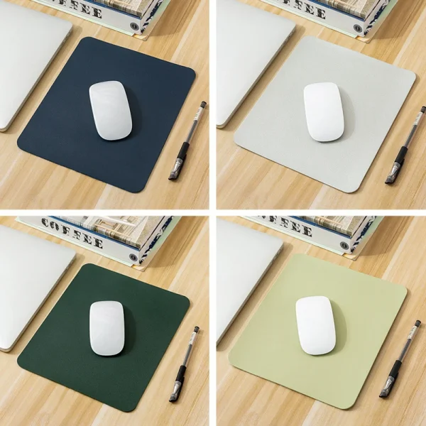 Simple Color PU Leather Mouse Mat Anti-slip Waterproof 23*19cm Mouse Pad School Supplies Office Accessories Desk Set For Laptops