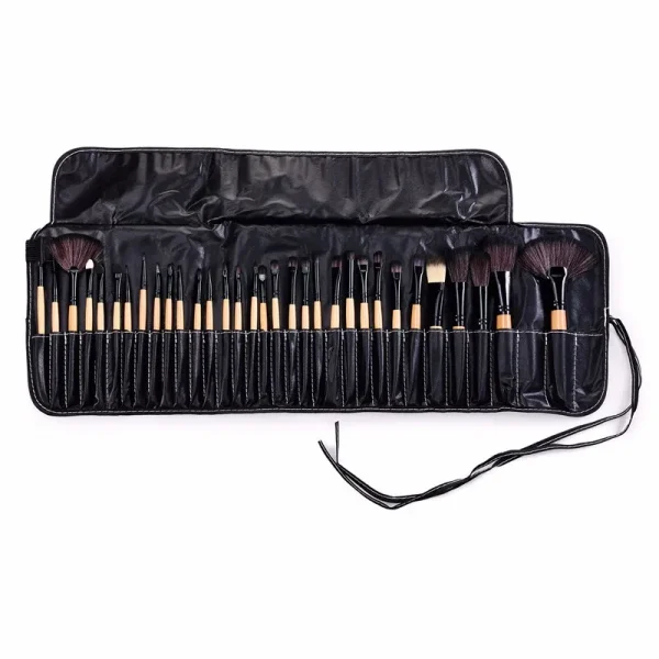 32 PCS Makeup Brush Set with Black Leather Bag