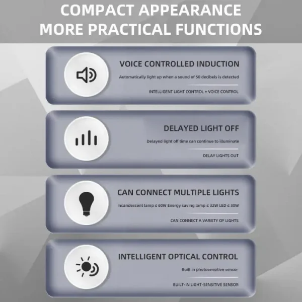 Intelligent Light Switch Sound Sensor Detector Smart Light Switches LED 220V Voice Motion Sensor Switch Auto On Off Smart Home