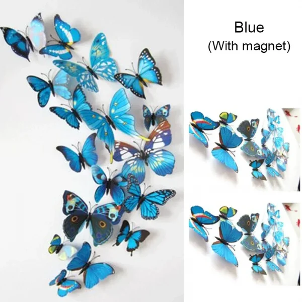 12PCS PVC 3D Butterfly Wall Decor Cute Butterflies