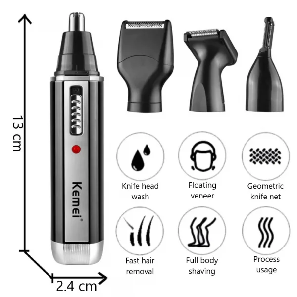 Kemei 4 in 1 trimmer for men Electric Nose and ear trimmer Rechargeable