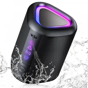 Bluetooth Speaker, 2025 Portable Wireless Speakers with Led Light, Bluetooth 5.4, 24H Playtime, Enhanced Bass, IPX7 Waterproof