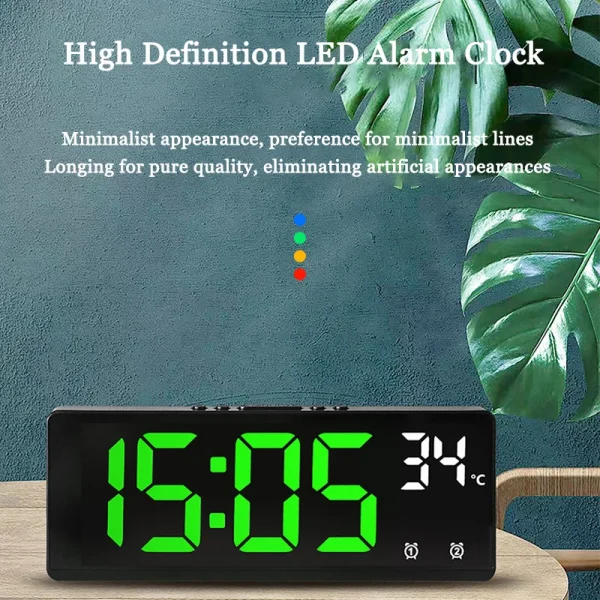 Electronic Clock Voice Control Digital Alarm Clock Temperature Desktop Table Clock Night Mode 12/24H LED Clock Watch Desk