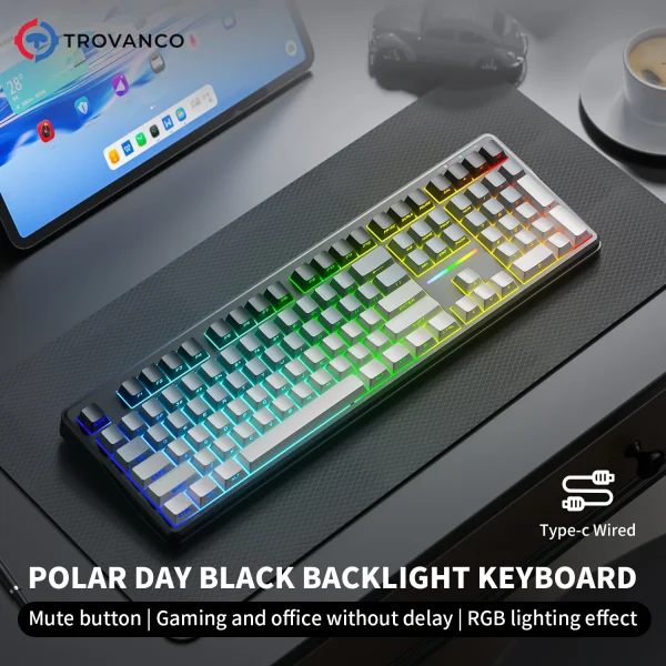 V108 Pro Bluetooth Keyboard  Wired&Wirel 2.4G Full Layout RGB Backlit Low Noise for Office gaming Membrane Keyboard