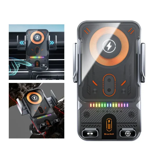 Car Wireless Charger 15W with Automatic Clamping Phone Holder