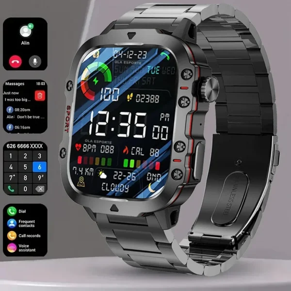 New Military Smart Watch Men IP68 5ATM Outdoor Sport Fitness Tracker