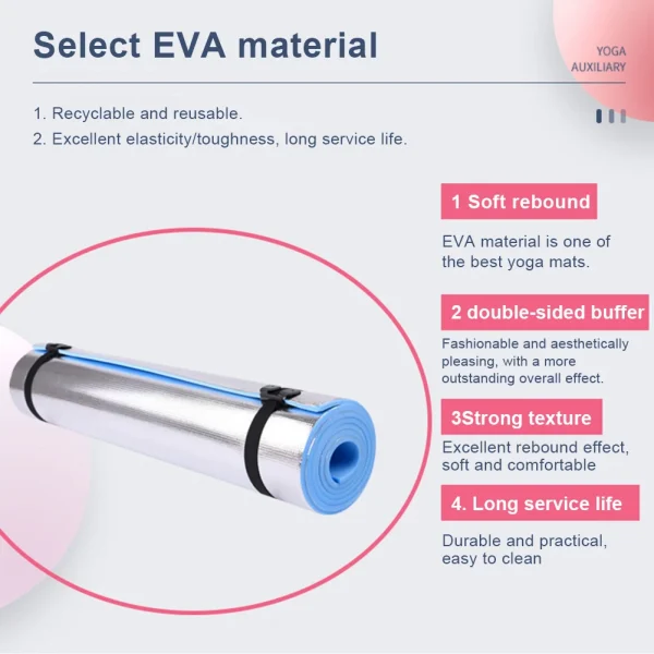 6/10mm Aluminum Foil EVA Yoga Mat Non-Slip Gymnastics FitnessMoisture-Proof Mat