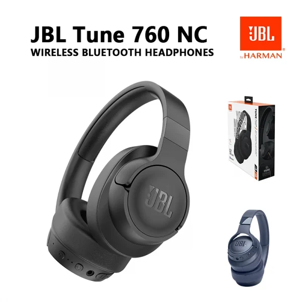 JBL Tune 760NC سماعة لاسلكية تعمل بالبلوتوث سماعات الموسيقى الرياضة للطي سماعات الأصلي إلغاء الضوضاء سماعات JBL T760NC