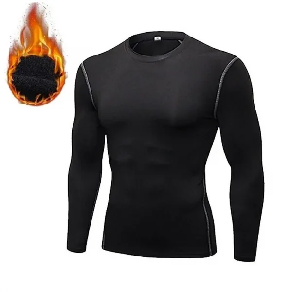 New Winter Warm Men Fleece Thermal Undershirts Long Sports Tracksuit