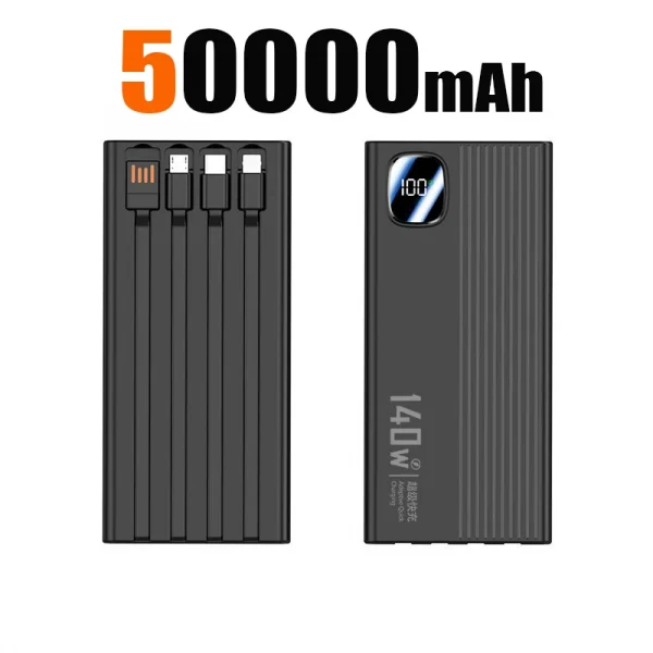 140W 500000mAh Power Bank Large Capacity 4 In1 Cables Intelligent Digital