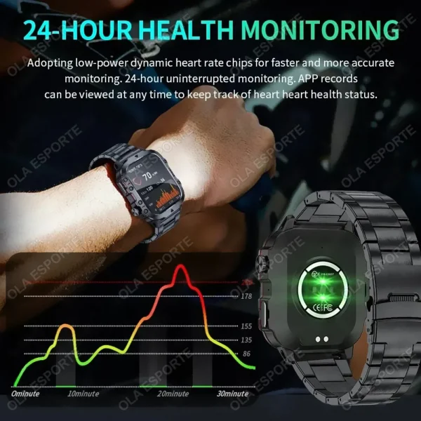 New Military Smart Watch Men IP68 5ATM Outdoor Sport Fitness Tracker