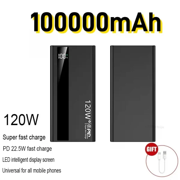 500000mAh Power Bank 120W Fast Charging Large Capacity Power Bank PD 20W Suitable For All Mobile Phones Long Endurance