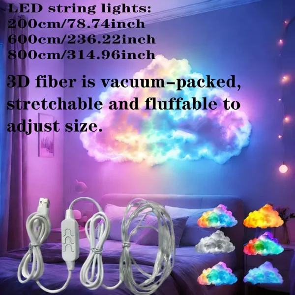 Cloud LED Light for Bedroom-DIY Aesthetic Mood Light3D
