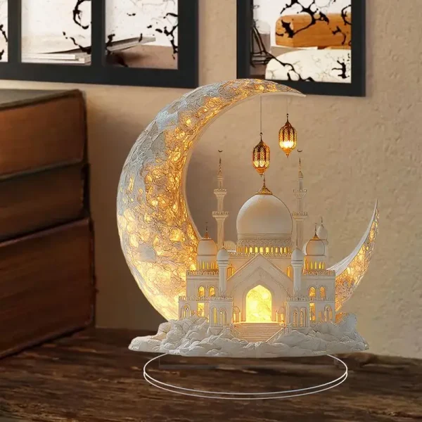 Eid Table Sign Acrylic Crescent Castle Ornament