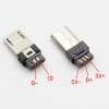 10pcs Micro USB 5PIN Welding Connectors  Socket 4 in 1 White Black