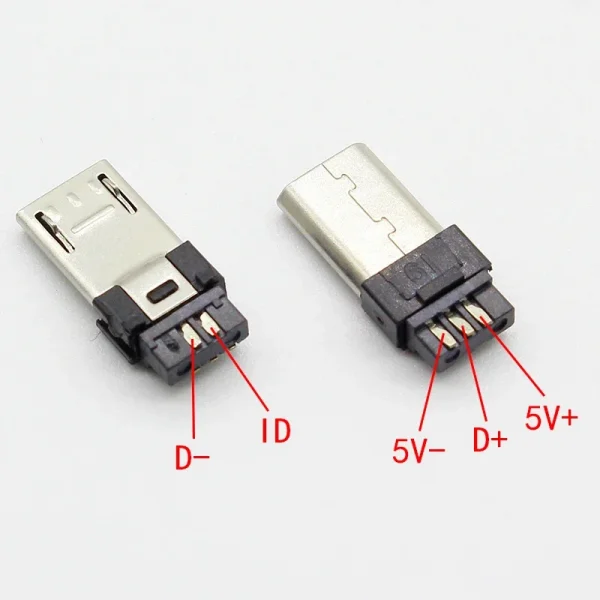 10pcs Micro USB 5PIN Welding Connectors  Socket 4 in 1 White Black