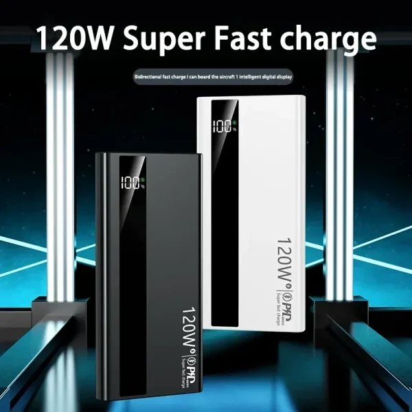 120W Power Bank 500000mAh High Capacity Super Fast Charging Power Bank Portable External Battery Charger For iPhone17 16 Huawei