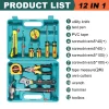 8/9/12/13Piece Tools Set General House. Kit with Plastic Toolbox Storage