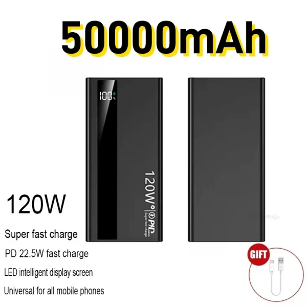 500000mAh Power Bank 120W Fast Charging Large Capacity Power Bank PD 20W Suitable For All Mobile Phones Long Endurance