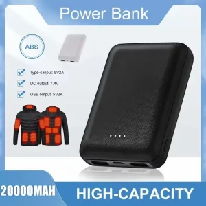 20000mAh Power Bank Fast Charging USB Charger Portable External Battery Pack for Heating Vest Jacket Scarf Socks Glove Equipment