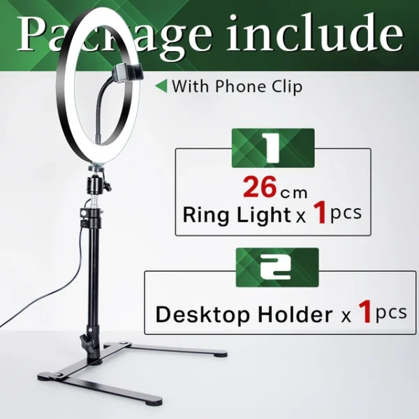 Photography Tripod with Ring Light and Phone Holder