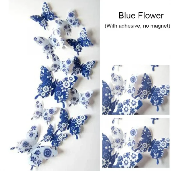 12PCS PVC 3D Butterfly Wall Decor Cute Butterflies