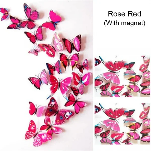 12PCS PVC 3D Butterfly Wall Decor Cute Butterflies