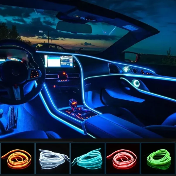 Car Interior Atmosphere Lighting LED Strip DIY Flexible With USB Auto