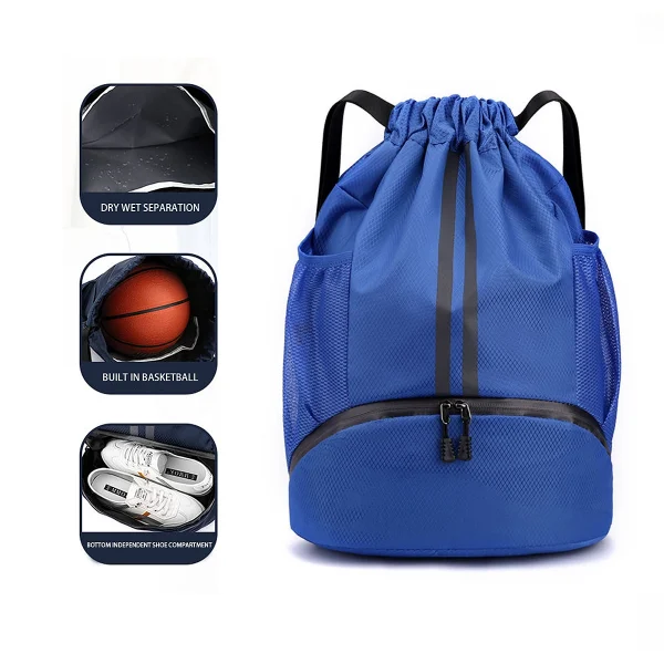 Drawstring Sports Backpack with Wet Dry Pocket