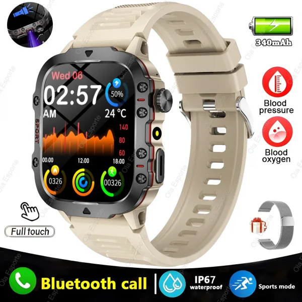 New Military Smart Watch Men IP68 5ATM Outdoor Sport Fitness Tracker