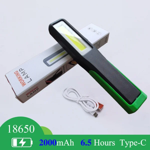 Portable COB LED Work Light Car Garage Mechanic Lamp Type-C Charging Flashlight