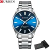 Men Stainless Steel Calendar Quartz Wristwatch