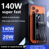 140W 500000mAh Power Bank Large Capacity 4 In1 Cables Intelligent Digital