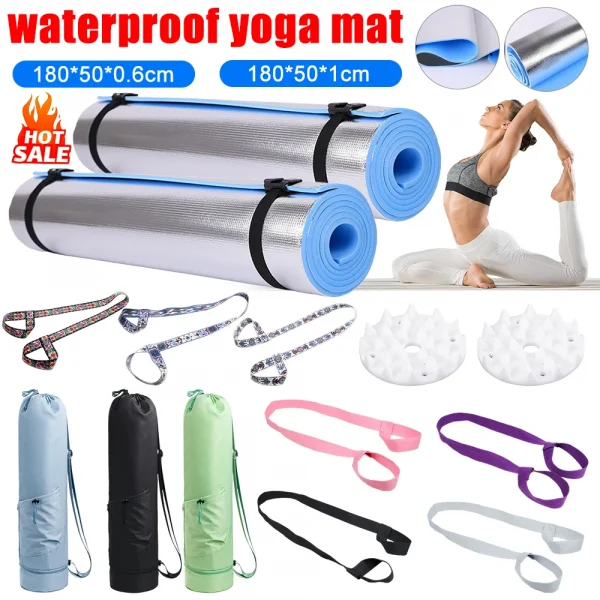 6/10mm Aluminum Foil EVA Yoga Mat Non-Slip Gymnastics FitnessMoisture-Proof Mat