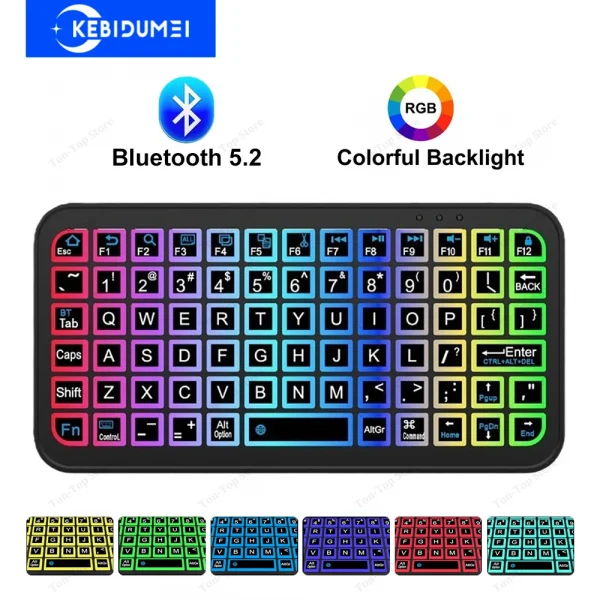 Bluetooth 5.2 Keyboard RGB Backlit Keyboard Ultra-thin Wireless Keyboard Mute Keyboard Mini Keyboard For Windows Android IOS
