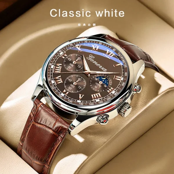 Men PU Leather Strap Quartz Wristwatch
