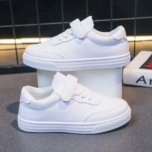 Children Casual Shoes White Pu Leather Plain Design