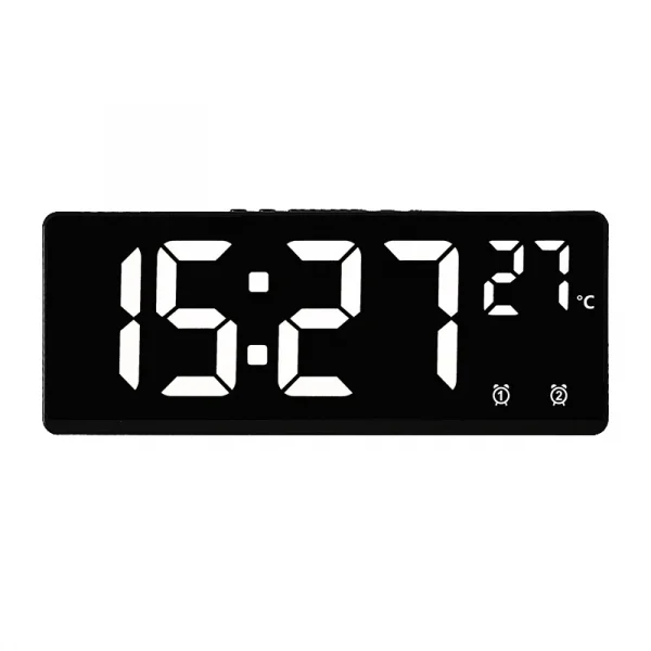 Electronic Clock Voice Control Digital Alarm Clock Temperature Desktop Table Clock Night Mode 12/24H LED Clock Watch Desk