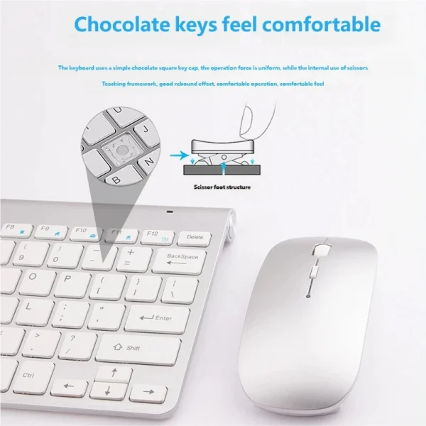 Lenovo  Bluetooth 5.0 & 2.4G Wireless Keyboard Mouse Combo Rechargeable Full Size Wireless Keyboard For Notebook Laptop iPad PC