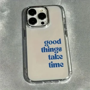 S5c6811218a834e6c997eb71ccede564co.webp أشياء جيدة تأخذ الوقت حافظة إطار العدسة لهاتف آيفون 17 16 15 14 13 12 11 Pro Max Air XS X XR 8 7 Plus SE2 غطاء شفاف مقاوم للصدمات