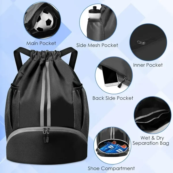 Sports Backpack Basketball Helmet Dry-Wet Separation