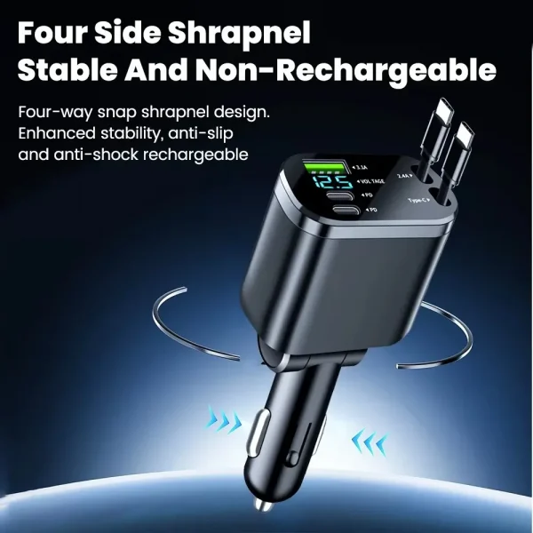 Retractable Car Charger Multi-Port