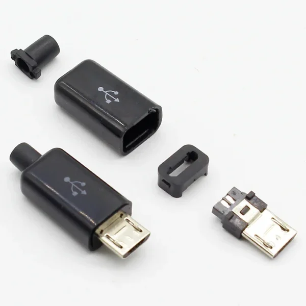 10pcs Micro USB 5PIN Welding Connectors  Socket 4 in 1 White Black